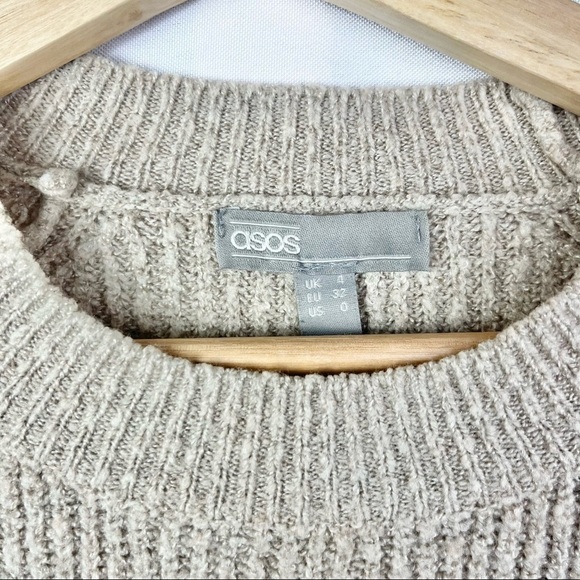 ASOS Light Brown Ribbed Wide Sleeve Pullover Sweater 0 - Picture 3 of 3